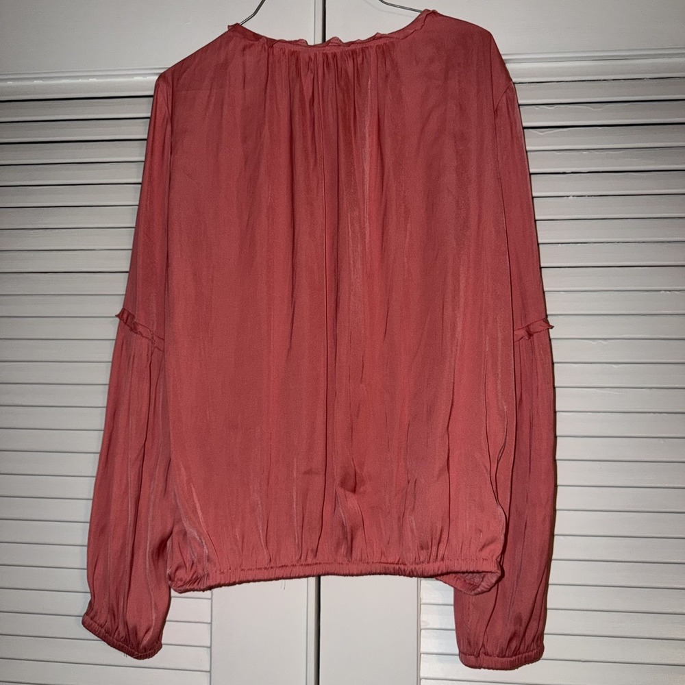 Philosophy Republic Clothing long Sleeve coral Blouse, Flutter Sleeve large